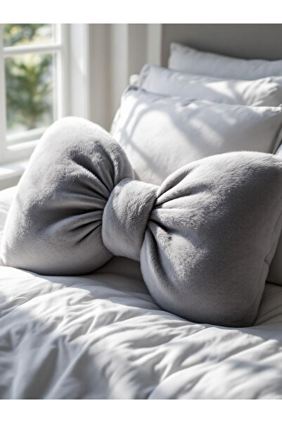 JACA Fiyonk Şeklinde XXL Yastık İç Dolgulu Peluş Polar Kumaş Fiyonk Kurdele H...