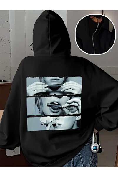LAYORA Loose Fit Zip up Sweatshirt for Streetwear