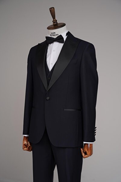 Kadir Büyükkaya Rahat Kesim Yelekli Erkek Smokin Takım Elbise-KAV1532S