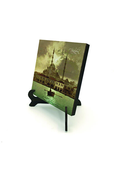 Sadrazam Lumina lunii în Istanbul (anii 1890) Peisajul Mării de la Chiflă B cu imprimeu Suport de birou din lemn MDF 10cm x 10cm |   1G-Halic1