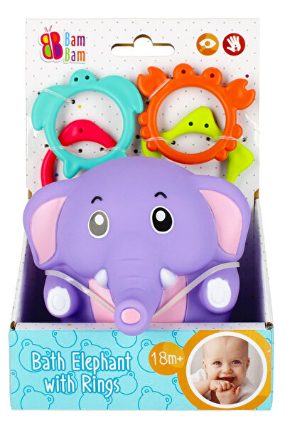 Animals Elefant jucărie de baie pentru bebeluși cu inele