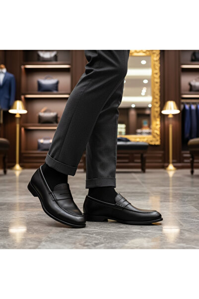 Adam Pantofi negri din piele naturală, lucrați manual, tip Penny Loafer Ekek