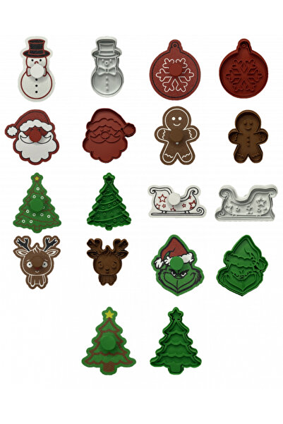 NO BRAND Set of 9 Cookie Cutters - CookieStamps - Christmas Complete