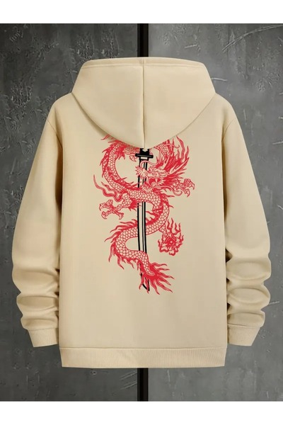 LAYORA Men's Geometric Dragon Printed Cardigan