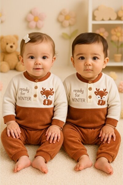 Superbaby Costumas din catifea bebelusi Ready for Winter – Set calduros 2 piese