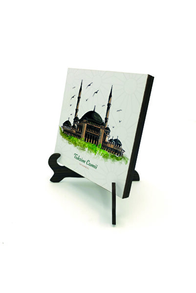 Sadrazam صورة مسجد تاكسيم مطبوع لوحة خشبية MDF 10سم × 10سم |   1 جرام-TC2