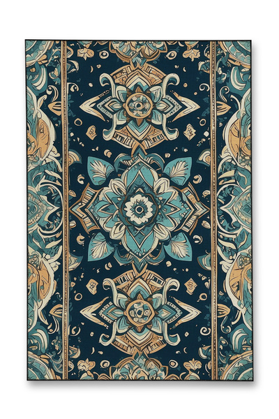 Rugs Modern Halı MOSSO Μπλε Μωβ Αποχρώσεις Έθνικ Λουλούδια με Σχέδιο Υφαντή Β...