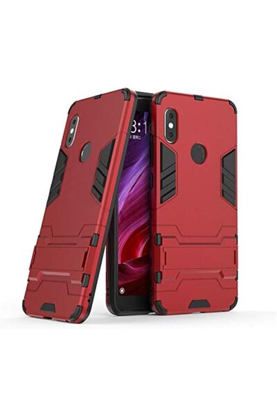Other Xiaomi Redmi Note 5 / Note 5 Pro Armor Hard PC Soft Silicone Case with Stand - Red