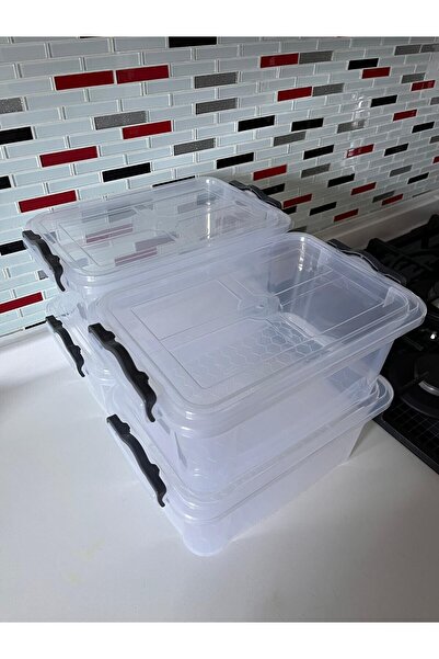 zemihra Plastik Kilitli Kapaklı Yatay Saklama Ve Erzak Kabı 5 Litre Saklama K...