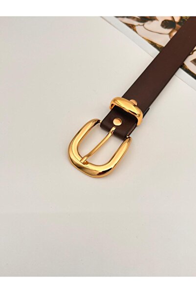 Mynoa Brown/Gold Bridge Buckle Women's Belt, Jacket Belt, Trouser Belt.