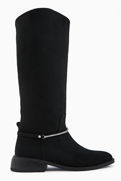 Limoya Zeina Black Suede Buckle Women's Boots