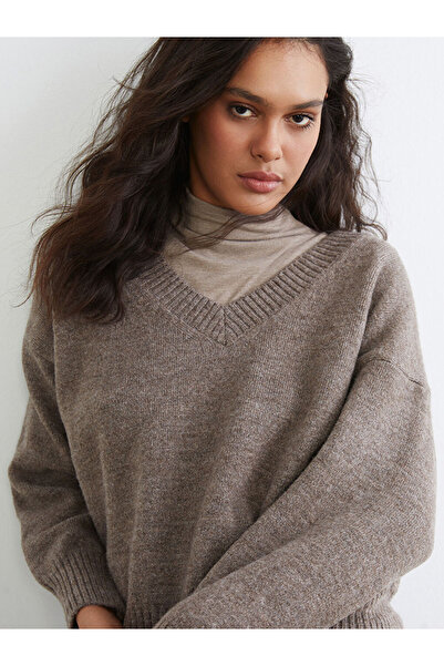 LC Waikiki V-Neck Oversize Women's Knitwear Sweater