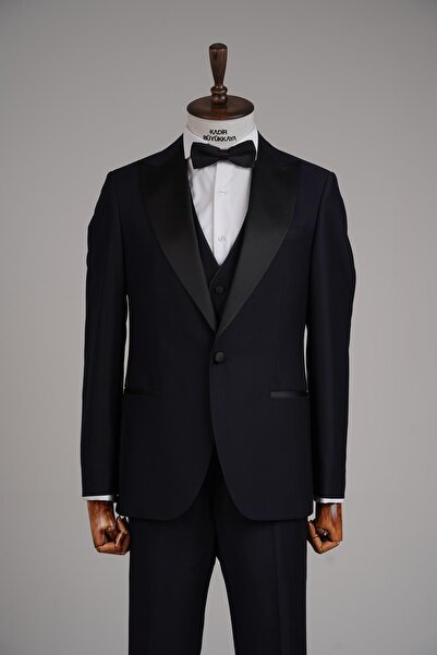 Kadir Büyükkaya Rahat Kesim Yelekli Erkek Smokin Takım Elbise-KAV1532S