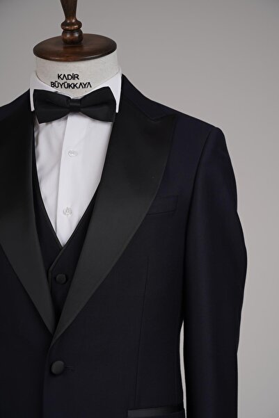 Kadir Büyükkaya Rahat Kesim Yelekli Erkek Smokin Takım Elbise-KAV1532S