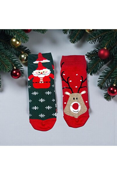 Misens 4 Pairs of Christmas-Themed Santa Claus Christmas Patterned Socks