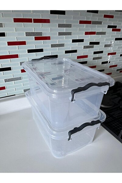 zemihra Plastik Kilitli Kapaklı Yatay Saklama Ve Erzak Kabı 5 Litre Saklama K...