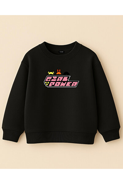 fasardi سترة Powerpuff Girl Power مطبوع قصة فضفاضة 3 للفتيات بأكمام طويلة بدو...