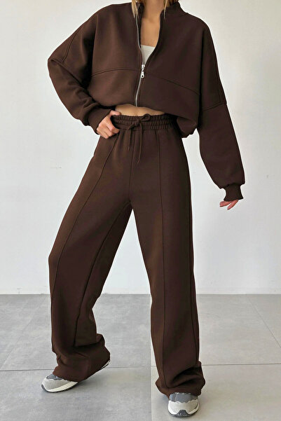 Runades Women's Bomber High Waist Palazzo Oversized Tracksuit Set