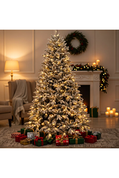 SEL.ACCESSORY Luxury Snow-Covered Christmas Tree with Cones, 150 cm, Warm White LEDs