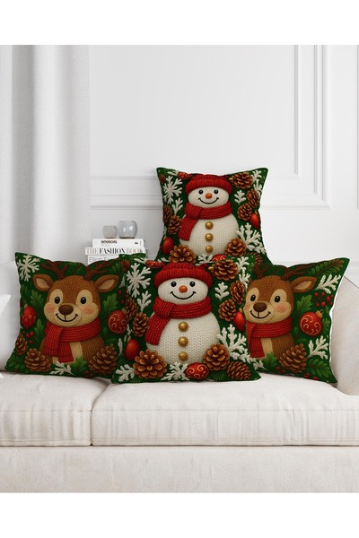 Şah Dekor Set de 4 huse de pernă cadou digitale cu imprimeu cu model de cerb ...