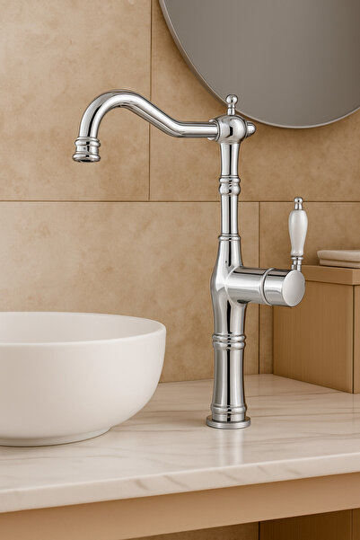 banyosepeti صنبور حوض غسيل من الكروم - طراز عالي، جسم من النحاس، خرطوشة سيراميك