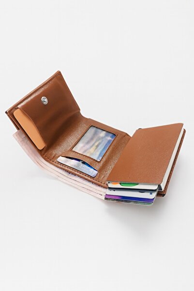 Newish Polo Mechanized Rfid-Enabled Wallet Credit Card Holder - Textured Faux Leather