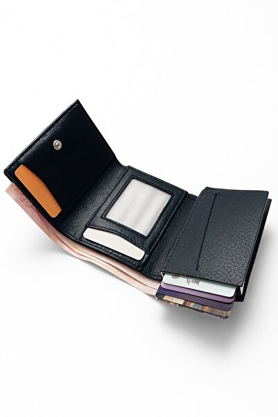 Newish Polo Mechanized Rfid-Enabled Wallet Credit Card Holder - Textured Faux Leather