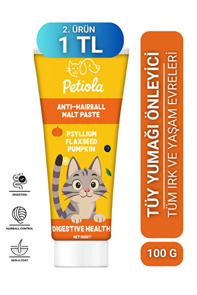 Petiola Sindirim Düzenleyici, Tüy Yumağı Ve Kusma Önleyici Multivitamin Kedi Malt Macun 100 gr