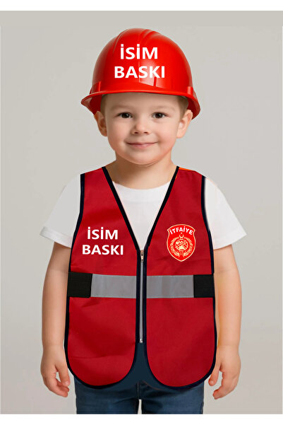 Teknik ÇOCUK İTFAİYE YELEK SETİ ( İsim baskılı )