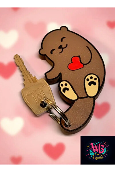 WLS studio Cute Otter Couple Keychain Set