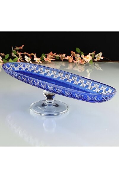 Glowvera طبق عرض على شكل قارب من الكريستال المقطوع