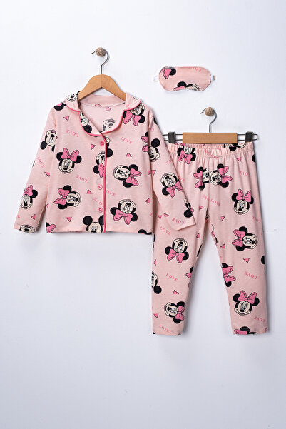 FURYATEX Girl's Cute Character Patterned Pajama Set - with Sleep Headband Gift