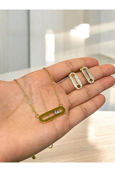 NEW STYLE A luxurious and elegant stainless steel accessory set; the necklace measures 45 + 5 cm and comes in a suitable gift box.