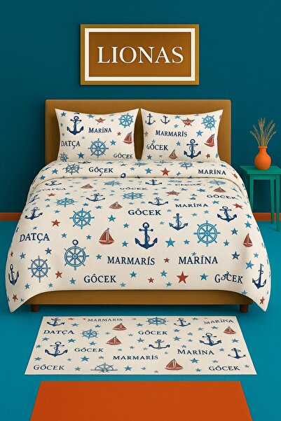 StellaFlavo Παπλωματοθήκη με σχέδια διπλού μεγέθους + 2 καλυμμένες μαξιλαροθήκες