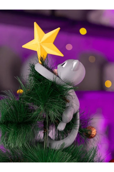 Genel Markalar Kedi Figürlü Yılbaşı Ağacı Tepe Süsü 27 cm - Büyük Boy Dekorat...