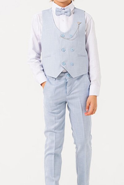 TONYTİNY Keten Ceketsiz Yelekli 3’lü Erkek Çocuk Takım Elbise