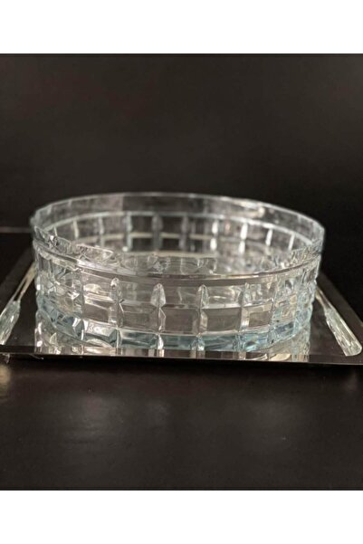 Glowvera Crystal Cut Glass Salad Bowl Square Decor 25 Cm