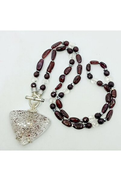 Sibelce 2526 Süper yedi Kristali Lal kristal Kuvars Hematit el yapımı kolye