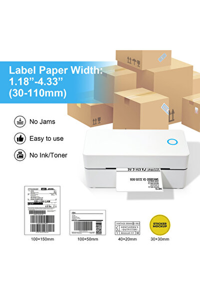 Vivante Portable Mini 4x6 Thermal Label Printer (110 mm Roll) - Bluetooth