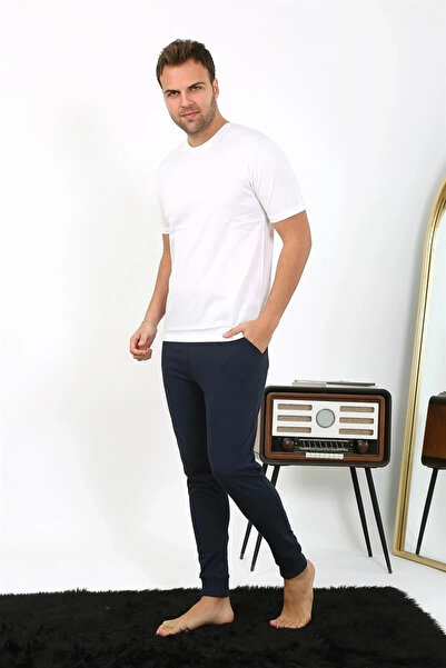 mtm My The Mall Men's Cotton Single Bottom Pajamas Navy Blue