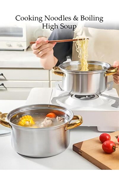 DOMEET 10Pcs Stainless Steel Cookware Set, Household Kitchen Non Stick Pot Set