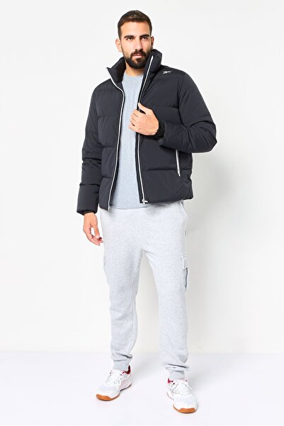 Reebok Men Sportswear Fit Brand Logo Outdoor Jacket, Black