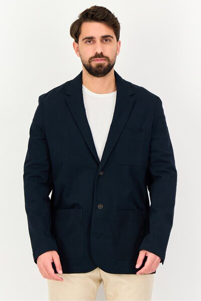 CELIO Men Regular Fit Plan Long Sleeve Casual Blazer, Dark Navy