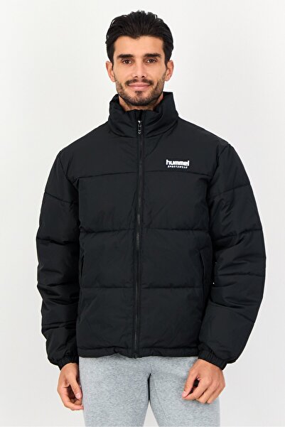 hummel Men Sportswear Fit Long Sleeve Outdoor Bomber Jacket, Black