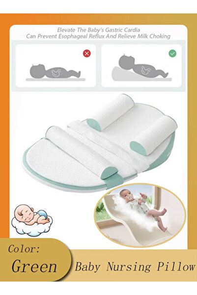 Generic Baby Nursing Pillow Newborn Anti-Spit-Up Inclined Cushion Memory Foam Breastfeeding Pillow,green