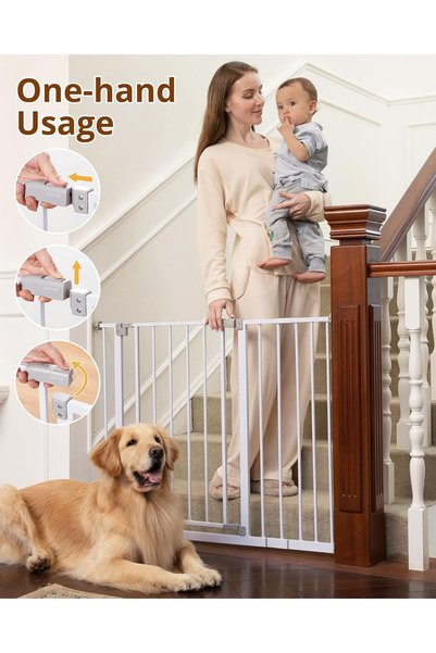 Venpara Auto Close Baby Gate for Stairs & Doors, Heavy-Duty Steel for Kids & Pets (83-125cm)