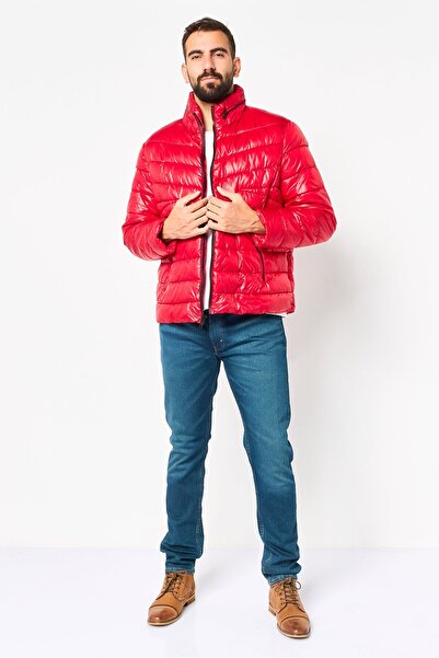 Kenneth Cole Men Quilted Long Sleeve Puffer Jacket, Red