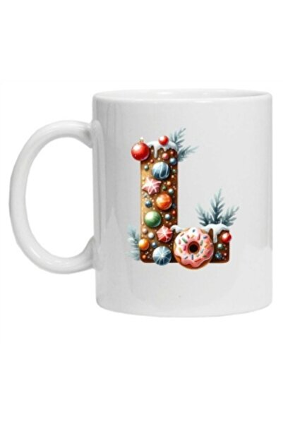 CRD PRINT Personalized mug with winter print "letter L", White,