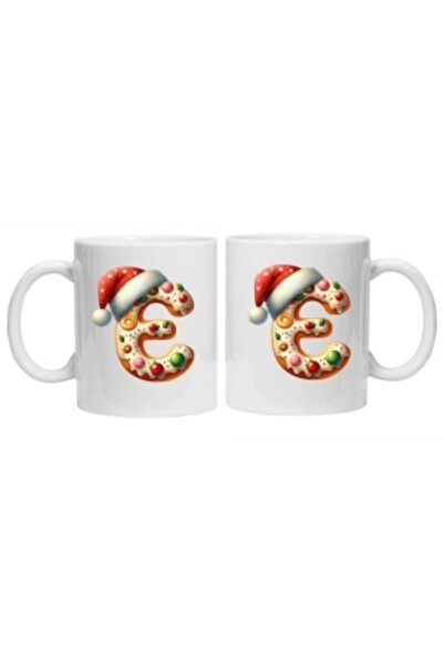 CRD PRINT Personalized mug with winter print "Letter E", White,