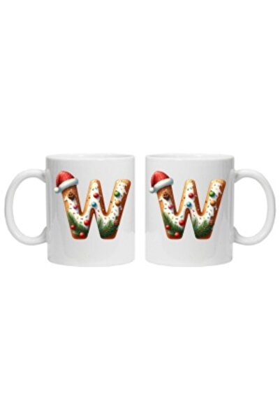 CRD PRINT Personalized Winter Print Mug 'Letter W' - White